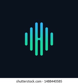 letter H abstract minimalistic sound music equalizer icon. Vector audio logotype.
musical instrument, - vector