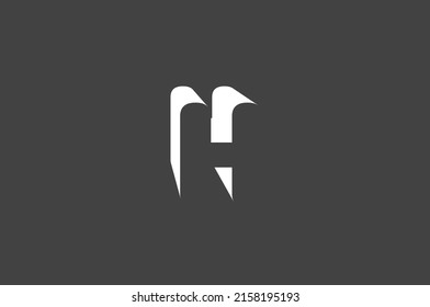 Diseño del logotipo del espacio negativo abstracto de la letra H