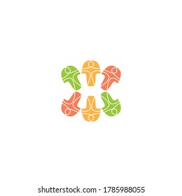 letter h abstract people logo design vector icon
