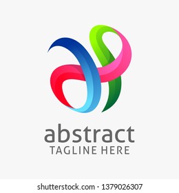 Letter H with abstract ribbon logo design
