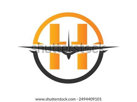 Letter H with Aerospace Travel Logo Concept design vector template