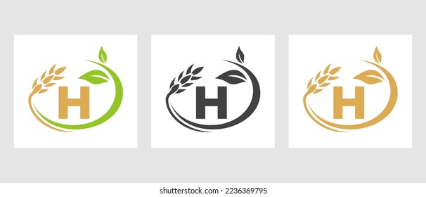 Letter H Agriculture Logo. Agribusiness, Eco-farm Design Template
