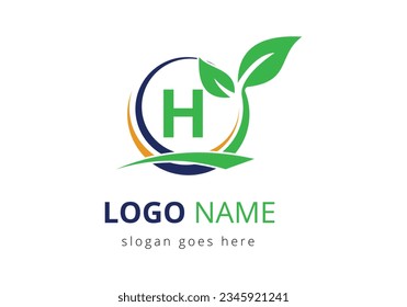 Letter H Agriculture Logo. Agro Farm Logo Based on Alphabet for Bakery, Bread, Cake,  Home Industries Business Identity. Agriculture and farming logo design