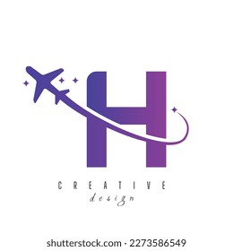 Letter H With Air Travel Logo Design Template