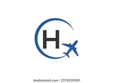 Letter H Air Travel Logo Design Template
