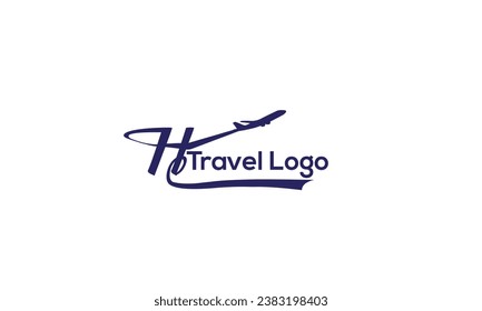 Letter H with Airplane Logo Design. Suitable for Tour and Travel, Start up, Logistic, Business Logo Template