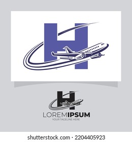 Letter H Airplane Logo Vector Design inspiration