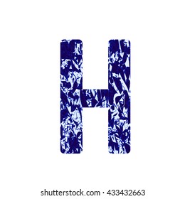 Letter H .  Alphabet letter in blue colour. Vector illustration with font  letter H.