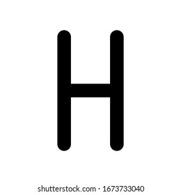 Letter H of alphabet, isolated outline symbol. Black icon on white background