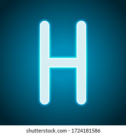 Letter H of alphabet, isolated outline symbol. Neon style. Light decoration icon. Bright electric symbol