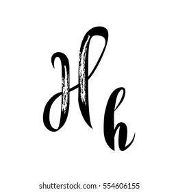 Letter H alphabet lettering vector calligraphy manuscript recipe