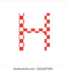 Letter H in the alphabet with a red and white design on a white background