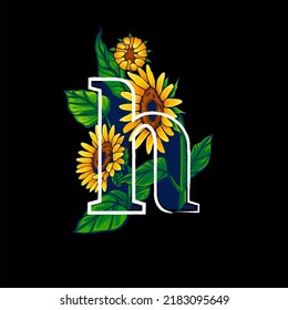 Letter H Alphabet Summer Themed Sunflower Stock Vector (royalty Free 