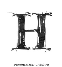 letter H  Alphabet symbol    grunge hand draw paint / vector illustration