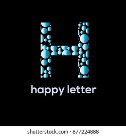 Letter H of the alphabet  vector logo design. Water bubbles brand identity