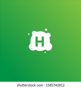 Letter H Alphabetic Logo Design Template, Line Logo Concept, Green and White