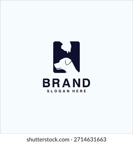 Letra H Plantilla de Vector de diseño de logotipo de cuidado animal