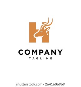 Letter H Antelope Logo Icon Vector