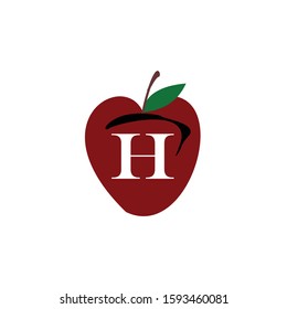 letter h and appel logo design icon