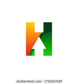 letter H and arrow with gradient style for your business