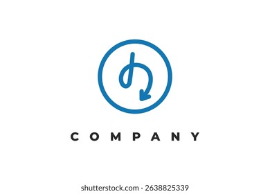 letter h arrow line inside circle minimal logo