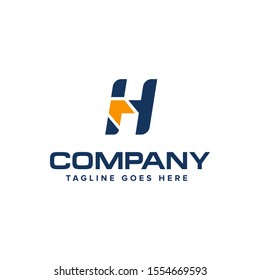 Letter H and arrow logo design vector. Abstract logo design.