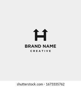 Diseño de plantilla de logotipo de flecha H de letra en ilustración vectorial 