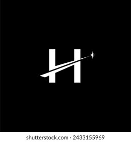 Letter H and arrow with star logo concept vector icon