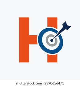 Letter H Arrow Target Logo Combine with Bow Target Symbol