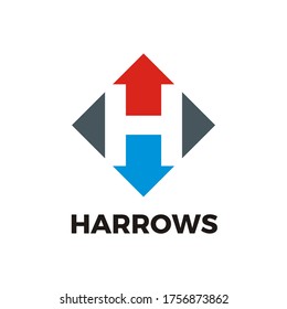 letter h with arrows icon. creative multipurpose logo design 