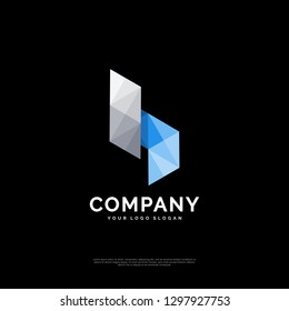 Letter H or B Vector Origami Logo icon. Colorful Abstract Design template element logo icon - Vector