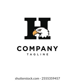 Letter H Bald Eagle Logo Icon Vector