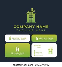 letter H bamboo logo, suitable for any business related to bamboo with H initials.