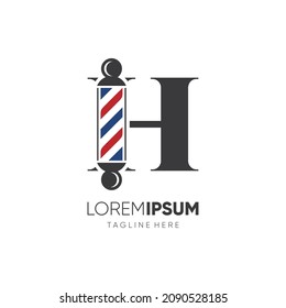 Letter H Barber Pole Logo Design Vector Icon Graphic Emblem Illustration