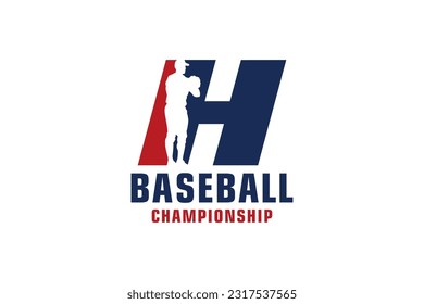 Letra H con diseño de logotipo de béisbol. Elementos de plantilla de diseño de vectores para equipo deportivo o corporativo.