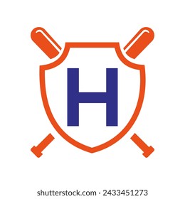 Letter H Baseball Logo Design Vector Template. Baseball Club Symbol