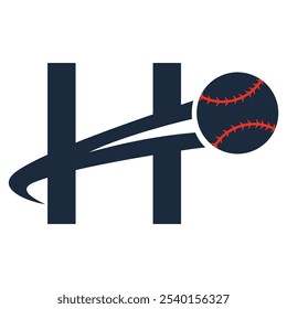 LETTER H BASEBALL sports vector