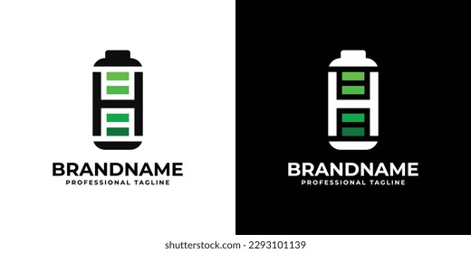 Logotipo de la batería de la letra H. Adecuado para cualquier negocio relacionado con Batería con H inicial.