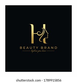 Letter H Beauty Face, Hair Salon Logo Design