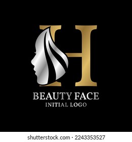 letter H beauty face initial vector logo design element