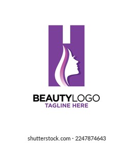Letter H Beauty Face Logo Design Template Inspiration, Vector Illustration.
