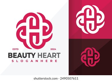 Letter H Beauty Heart Logo design vector symbol icon illustration