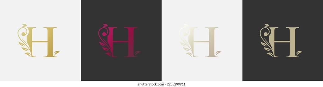 Letter H beauty logo, flourish ornament