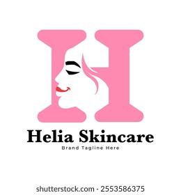 Letter H Beauty Woman Face Logo,for salon, spa, cosmetic, fashion, makeup, boutique and beauty clinic business