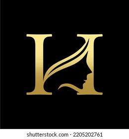 Letter H Beauty Women Face Logo Design