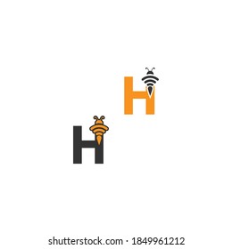 Icono de abeja H ilustración de diseño creativo