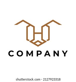 letter H bee vector logo design