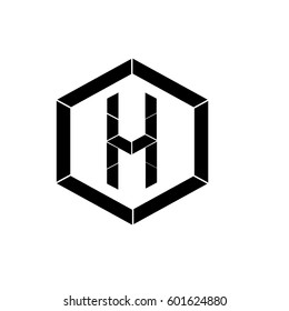letter H black color logo vector