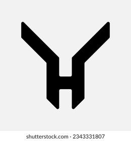 Ilustrador vectorial de diseño de logotipo plano negro de la letra H 