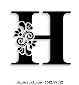 Letter H Black Flower Alphabet Beautiful Stock Vector (Royalty Free ...